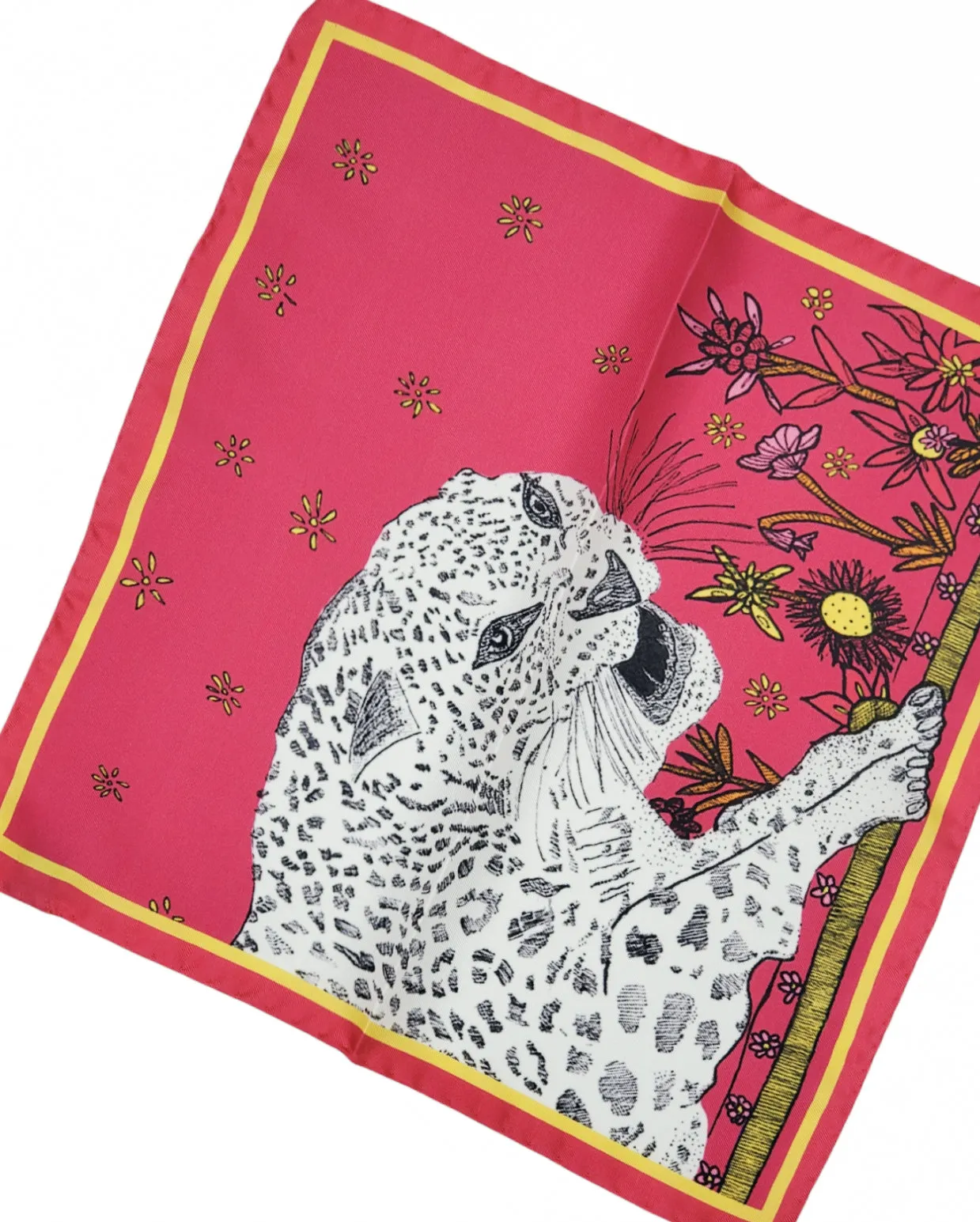 Panthera Pardus Ciscaucasia Pink Pocket Square