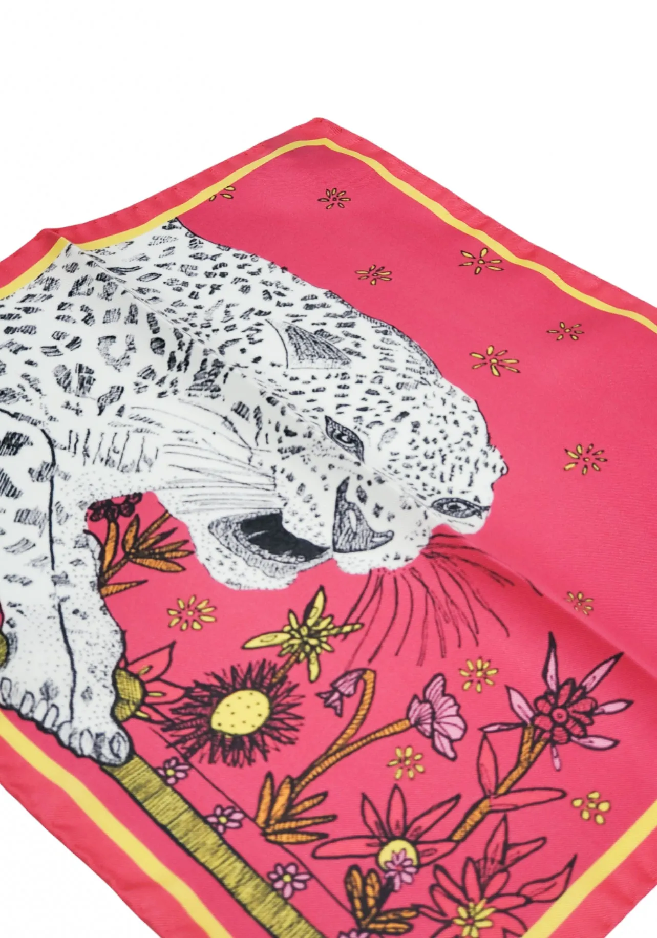 Panthera Pardus Ciscaucasia Pink Pocket Square