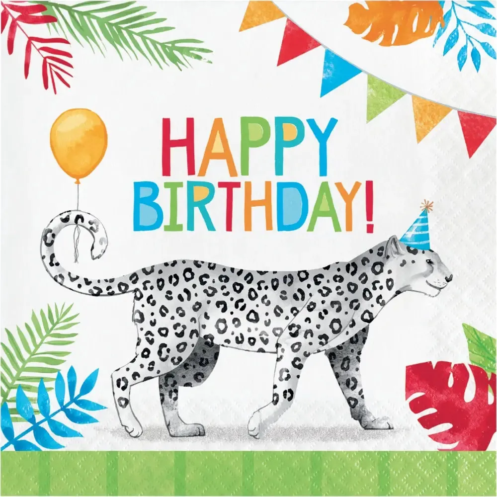 Party Animals Happy Birthday Napkins - Lunch 16 Pkt CLEARANCE