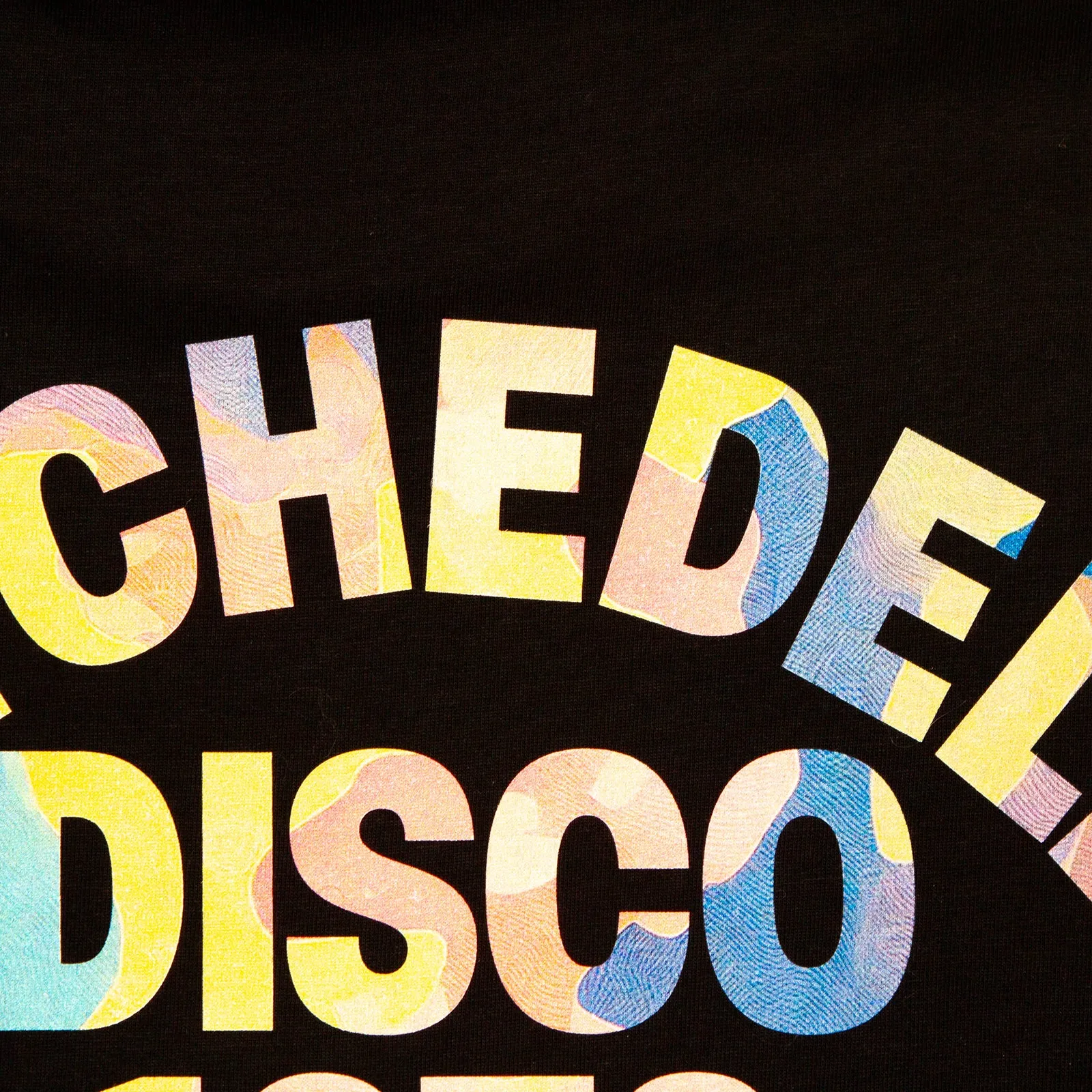 Pastel Camo 1972 Psychedelic Disco Front Print - Tshirt - Black