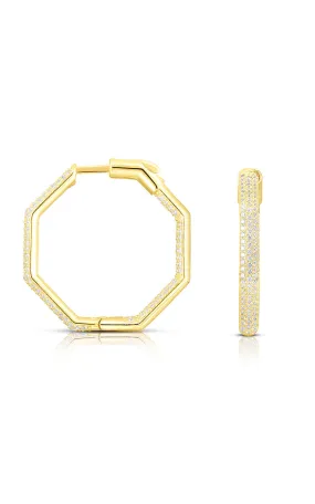 Pavé Octagon Hoop Earring