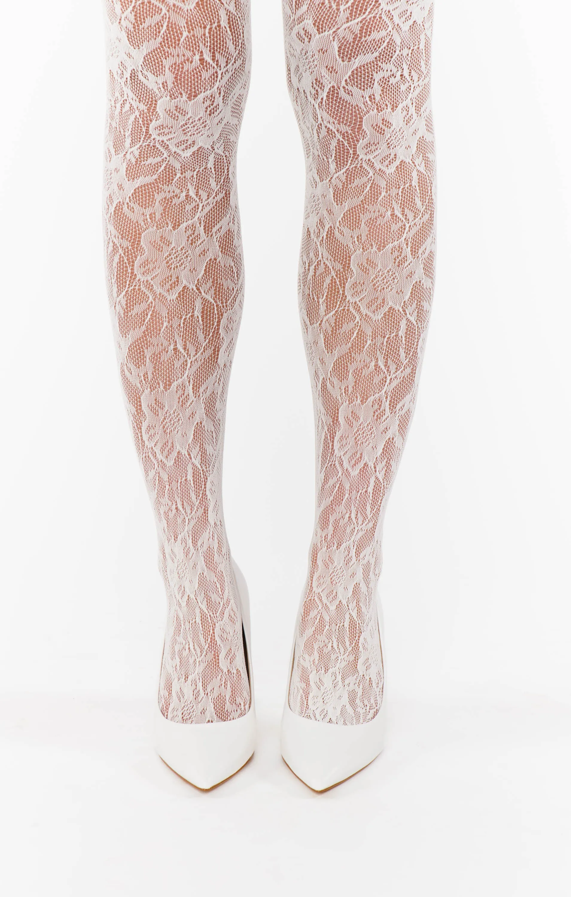 Petit Moments Lace Tights ~ White