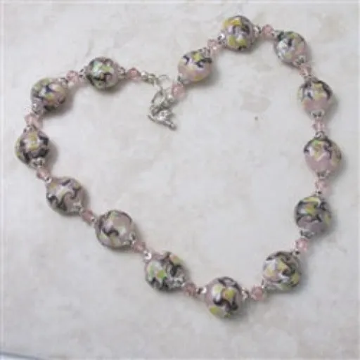 Pink Artisan Bead Handmade Necklace