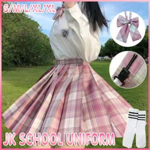 Pink Plaid Jk School Uniform Set