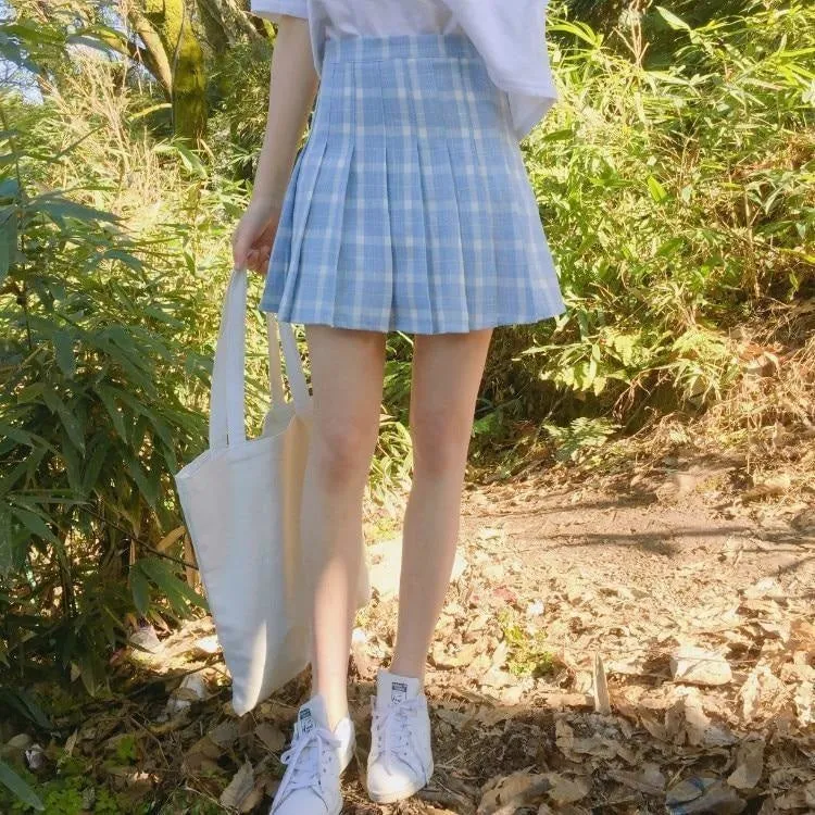 Pink Plaid School Girl Skirt