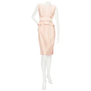 Pink Silk Quilted Peplum Dress