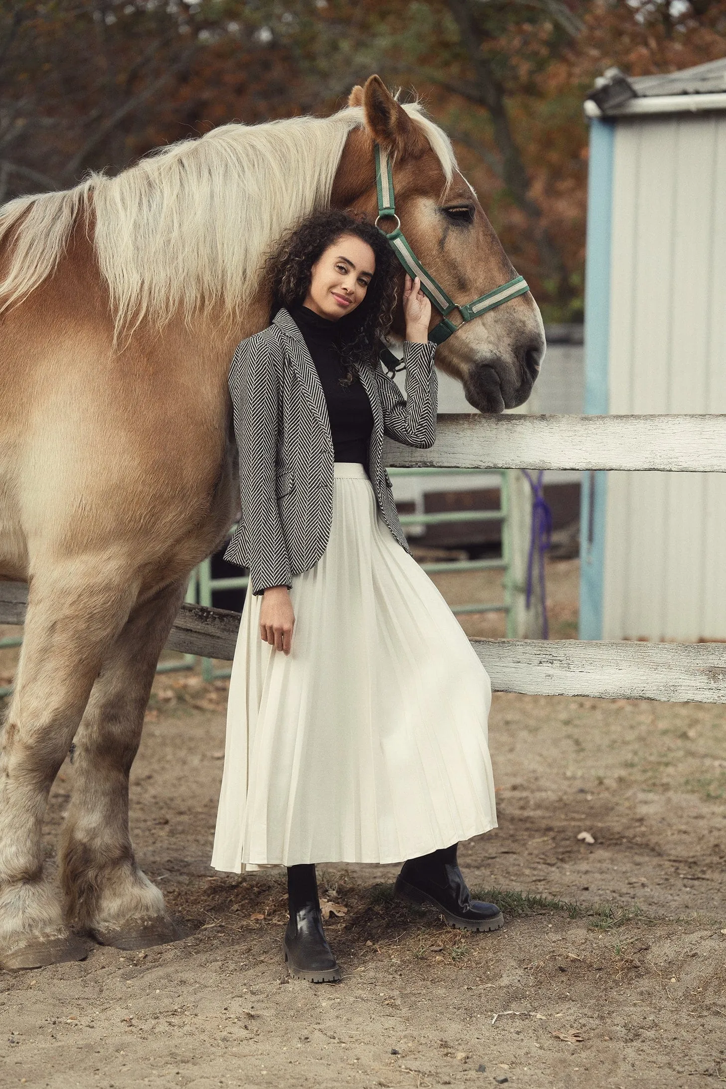 Pleated Skirt 35"-Ivory