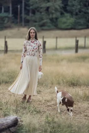 Pleated Skirt 35"-Ivory