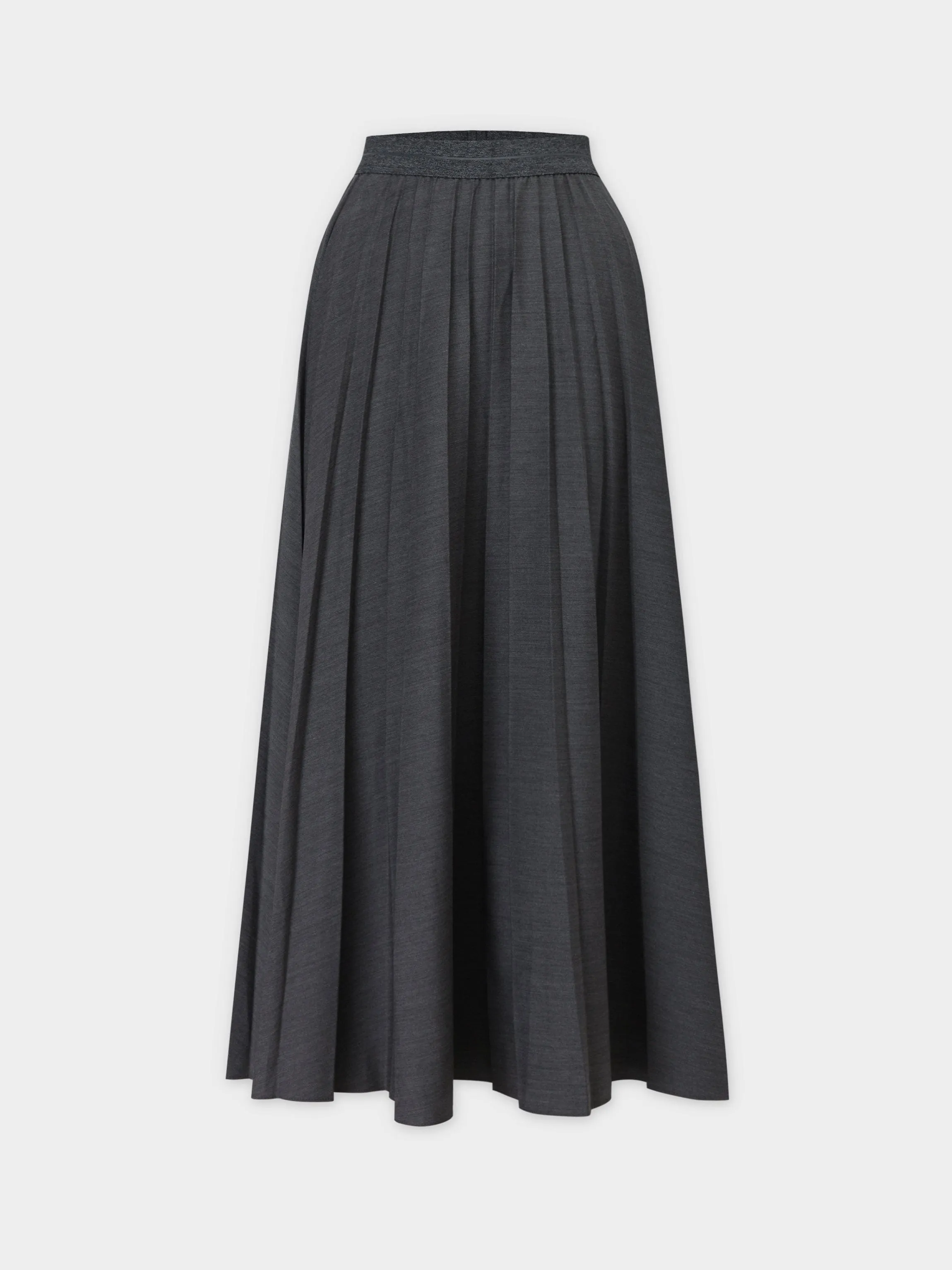 Pleated Skirt 37"-Black Denim