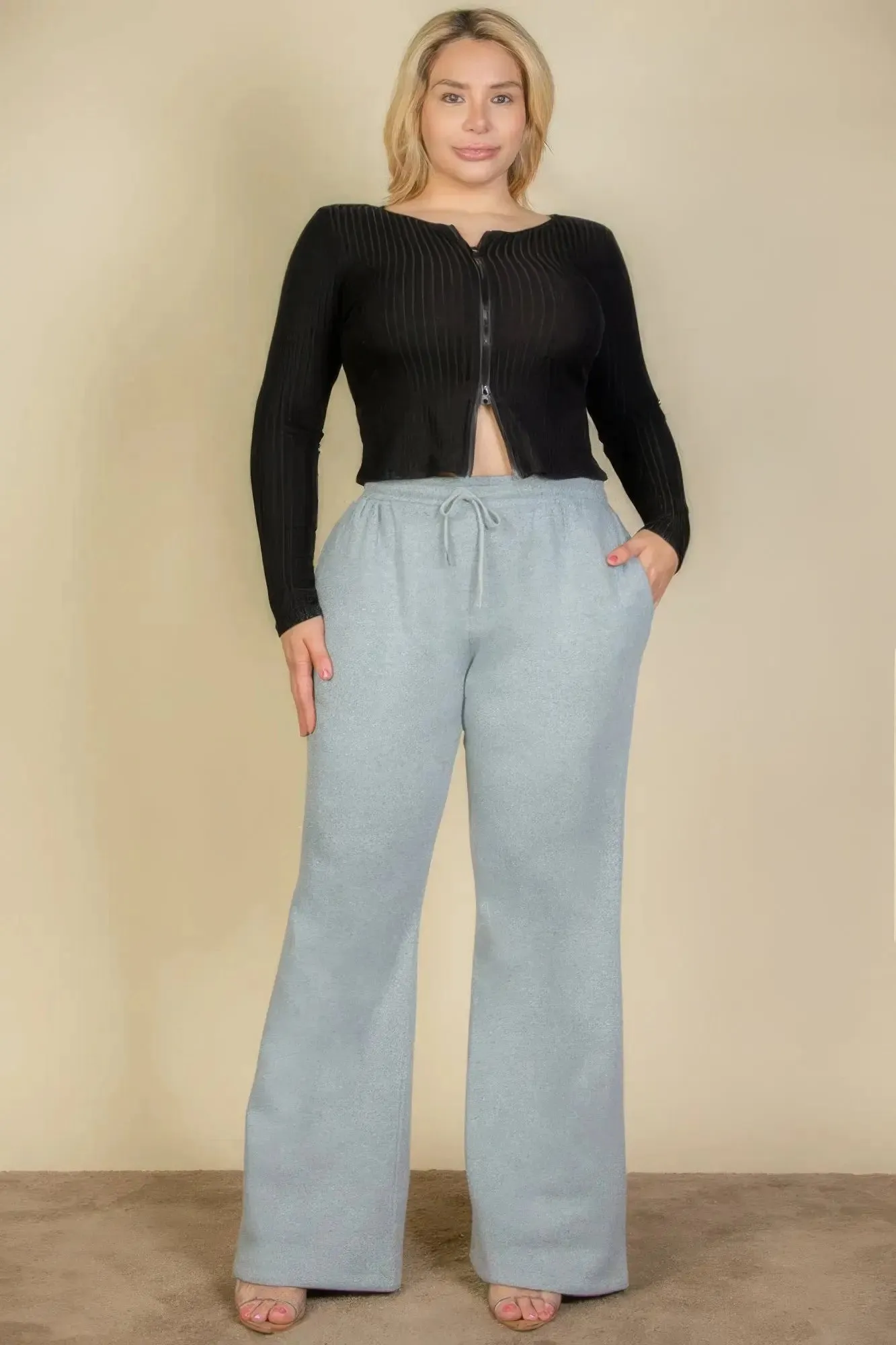 Plus Size Sweatpants Drawstring Waist Slant Pocket