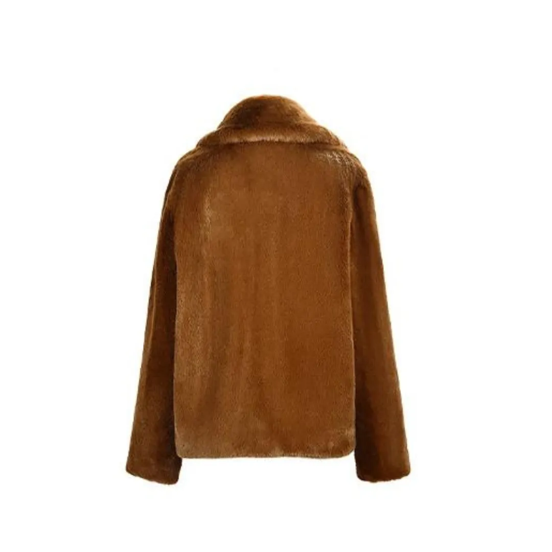 Pre Order:  Classic Faux Fur Large Lapel Warm Coat