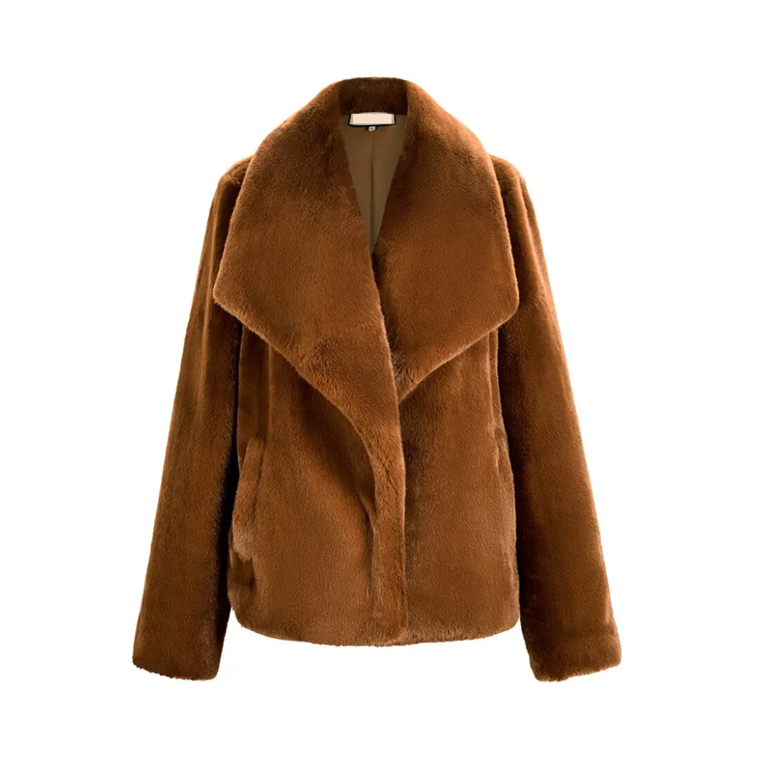 Pre Order:  Classic Faux Fur Large Lapel Warm Coat