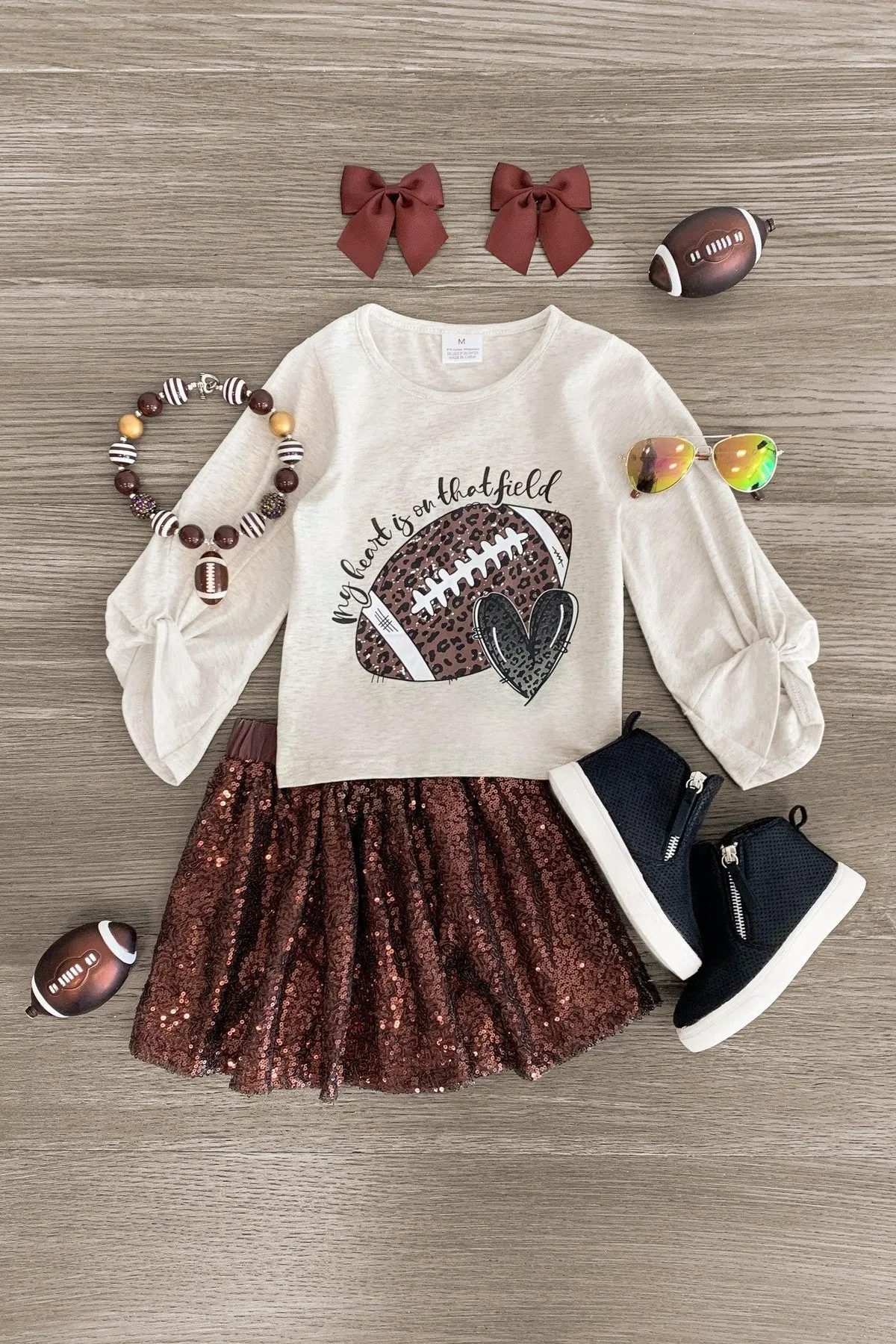 "My Heart Is On That Field" Sequin Skirt Set