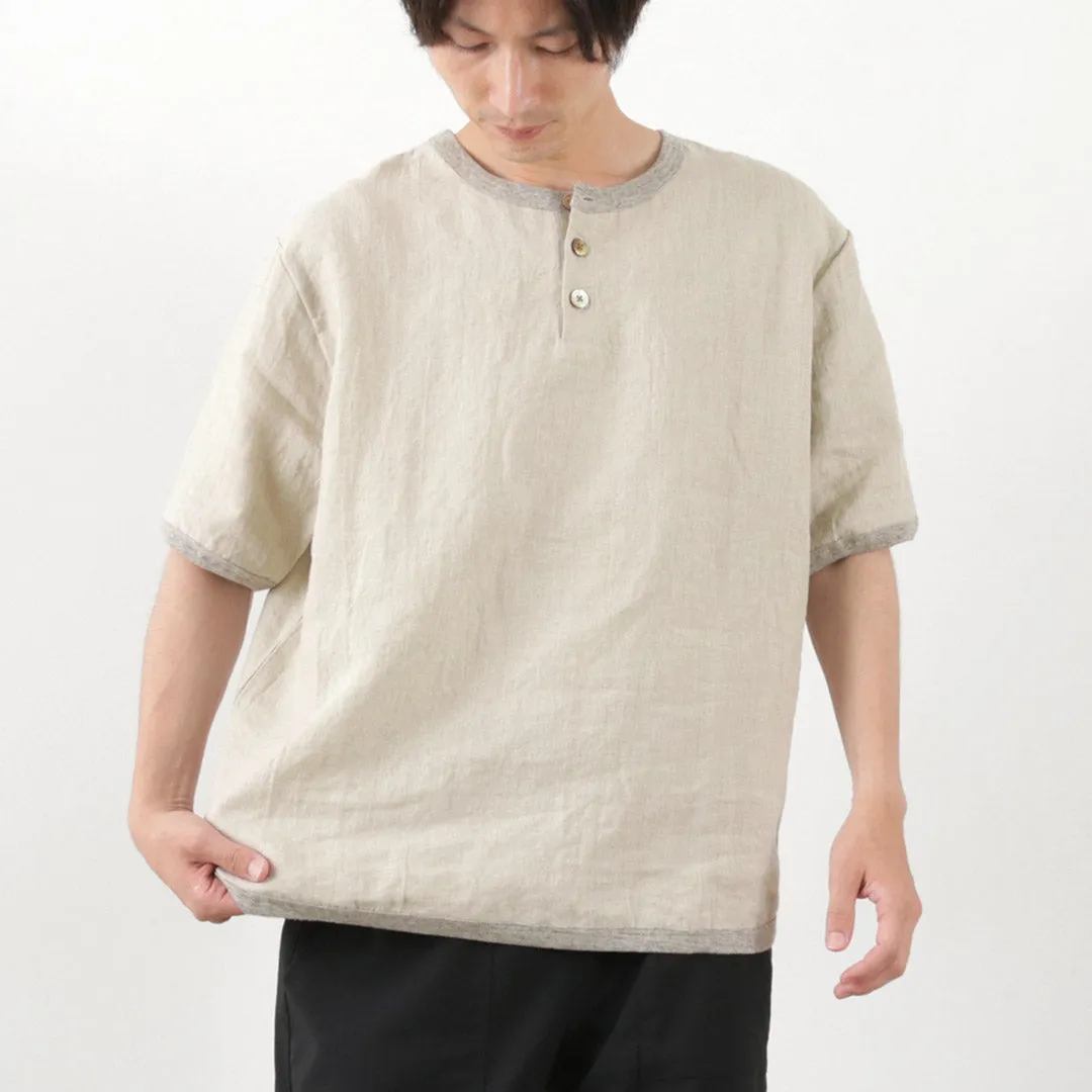 RE MADE IN TOKYO JAPAN / French Linen Henley Neck T-Shirt