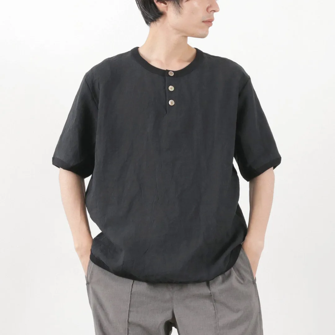 RE MADE IN TOKYO JAPAN / French Linen Henley Neck T-Shirt