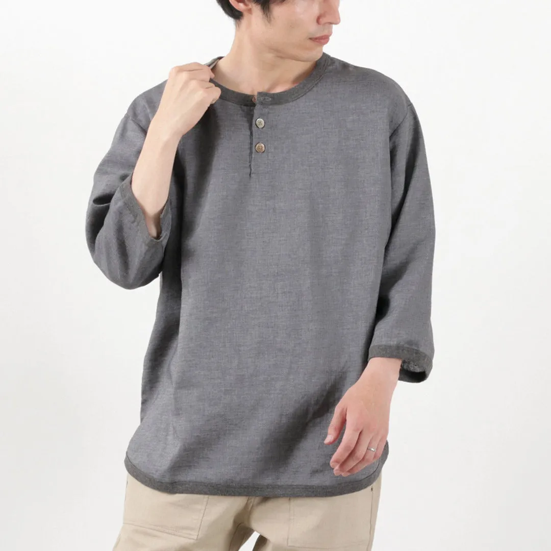 RE MADE IN TOKYO JAPAN / Linen Canvas Henry Neck T-Shirt