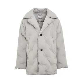 Recycled Nylon Padded Coat in Pearl Grey