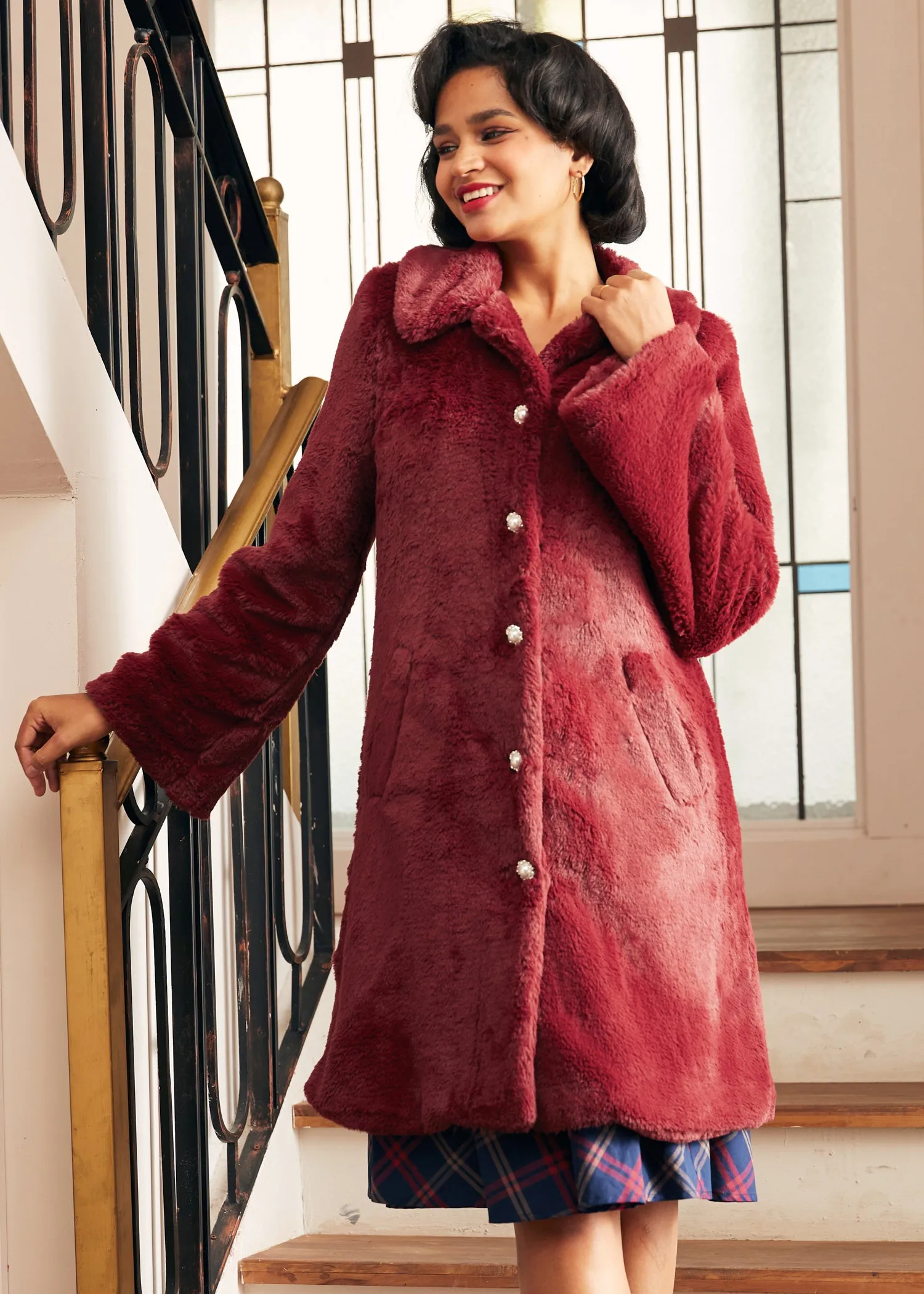 Retro Glam Swing Fur Coat