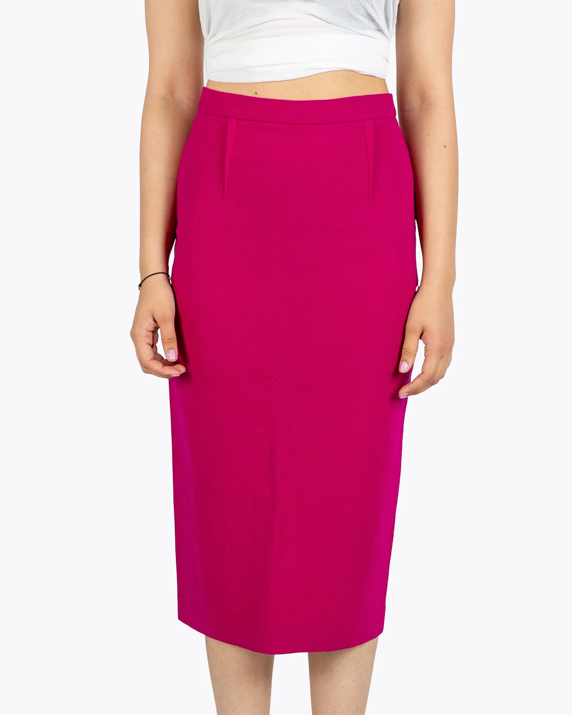 Roland Mouret Arreton Wool Crepe Pencil Skirt In Pink