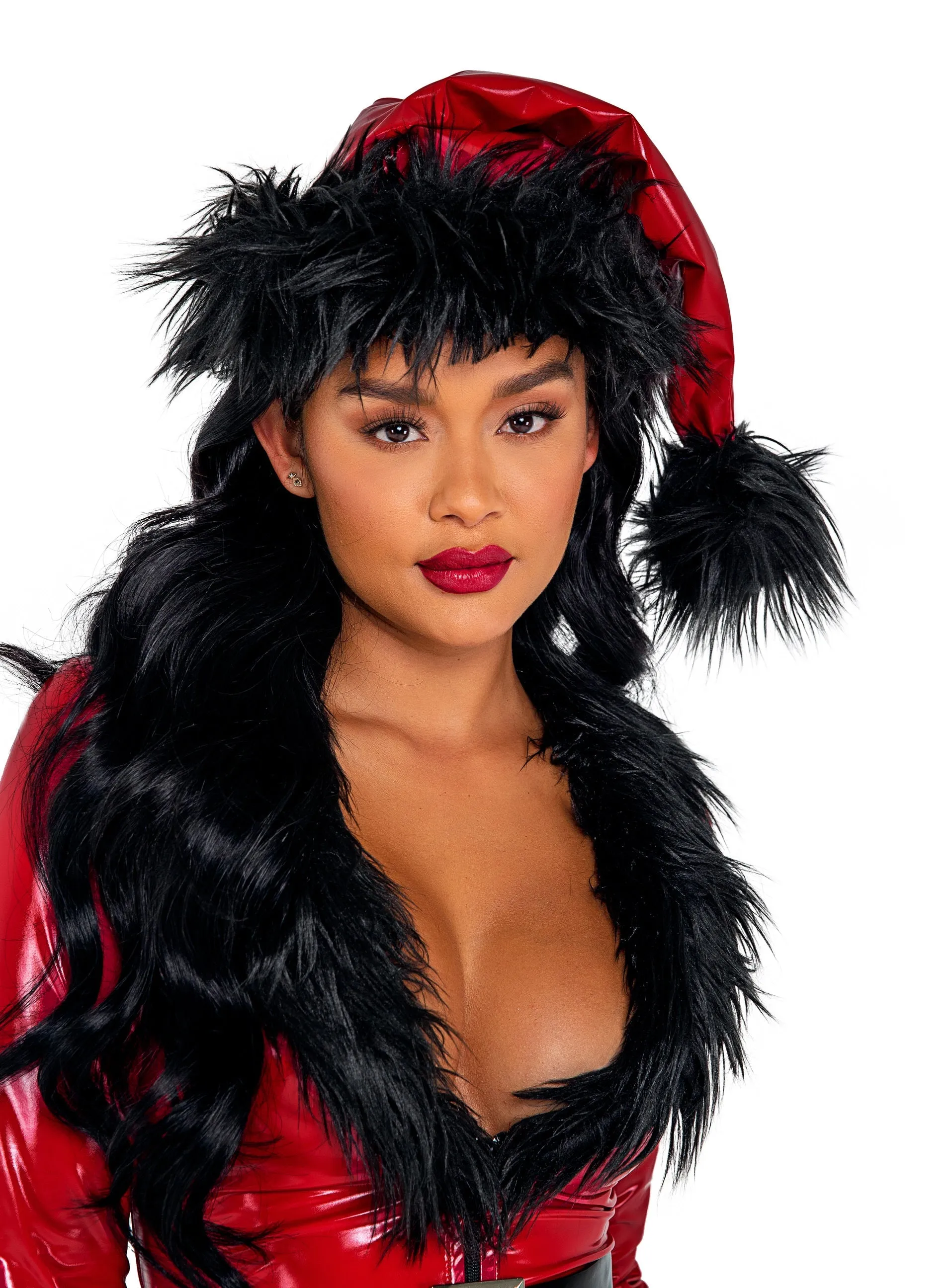 Roma Vinyl & Faux Fur Santa Hat  - Costume Accessory