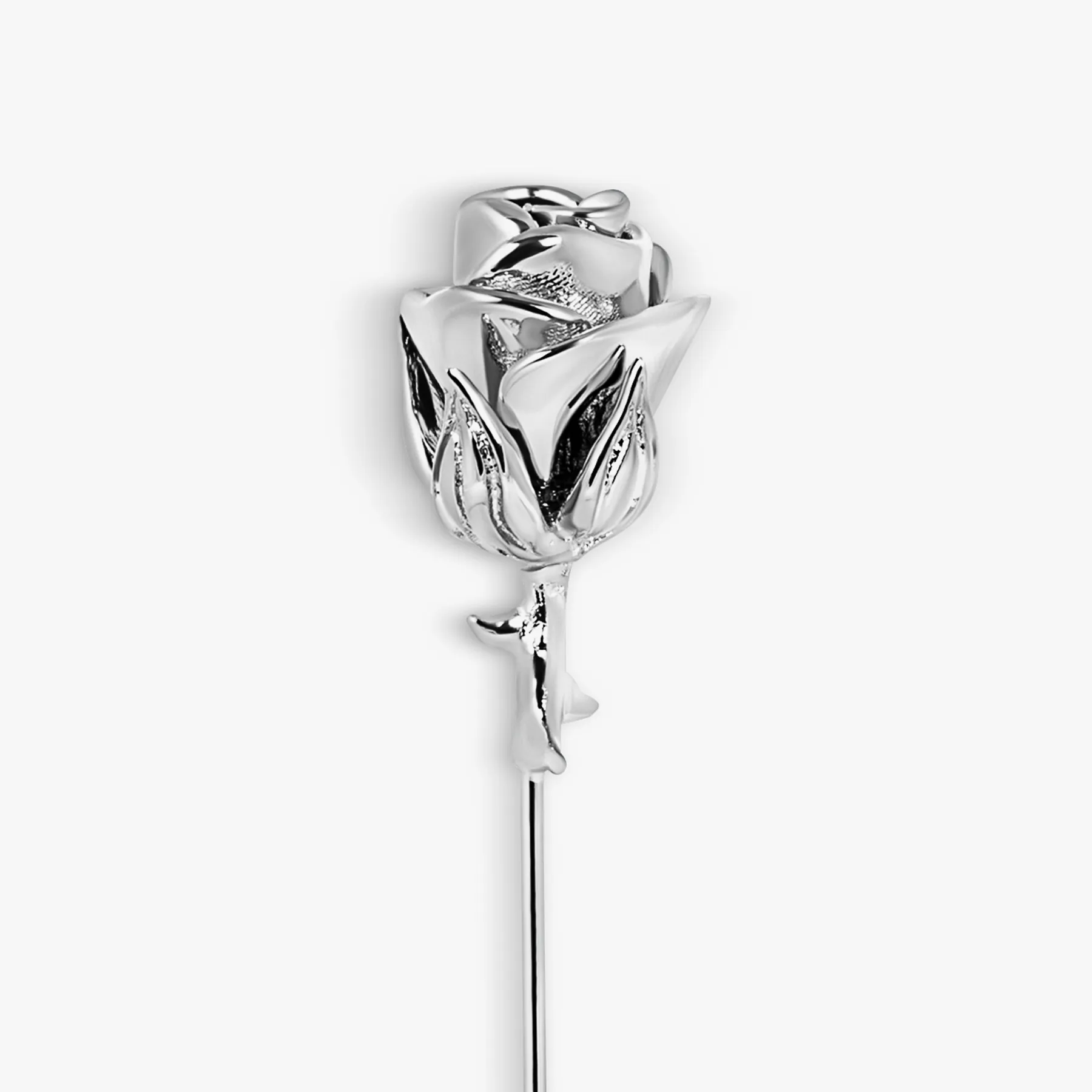 Rose Flower Pin in Palladium Plated