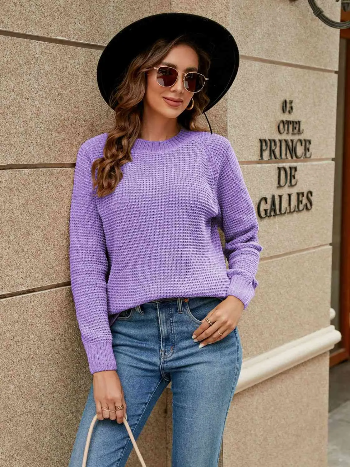 Round Neck Raglan Sleeve Sweater