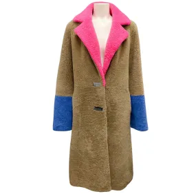 Saks Potts Beige / Pink / Strong Blue / Orange Febbe Bold Shearling Coat