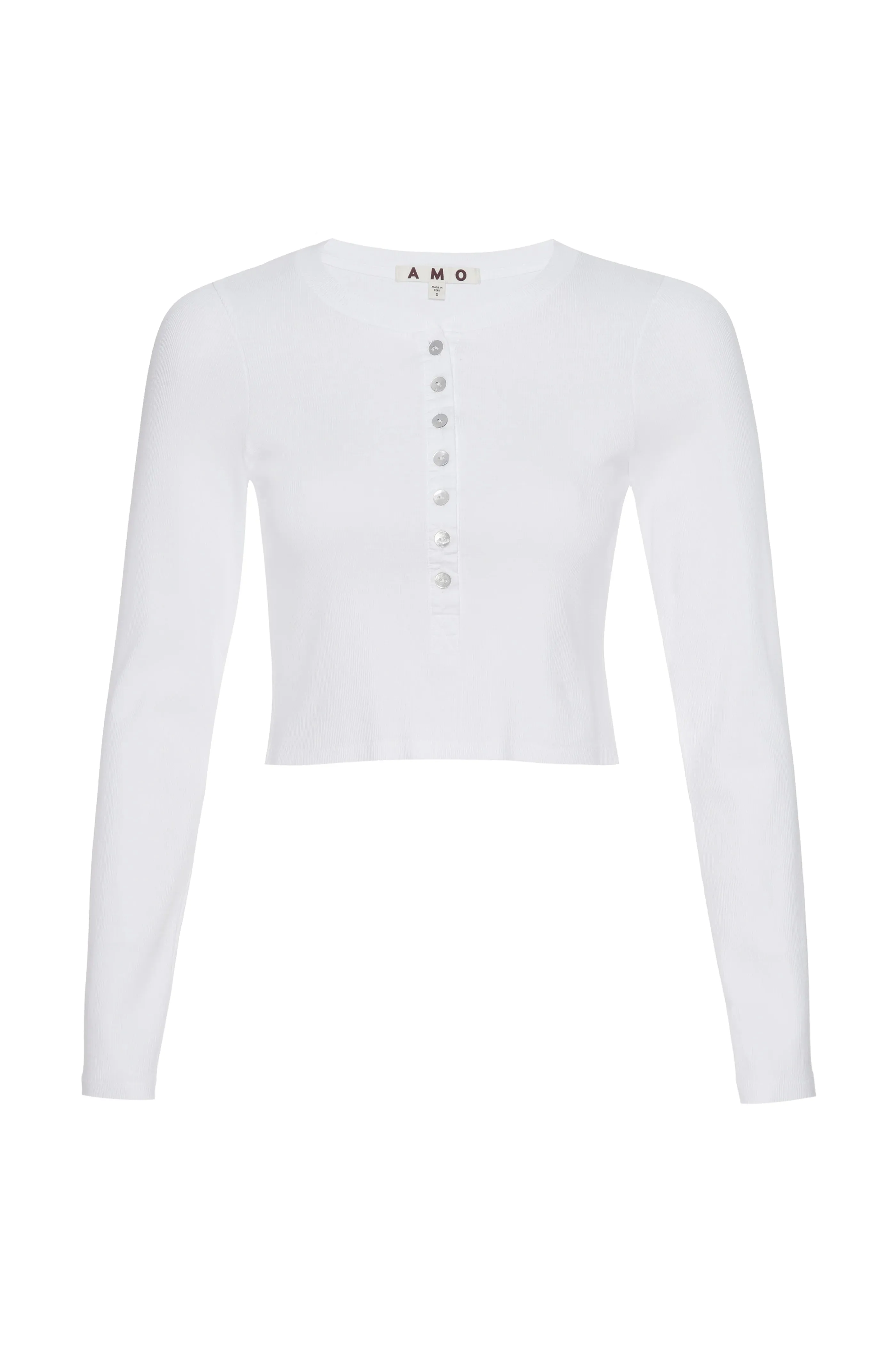 Sassy Rib Henley - White