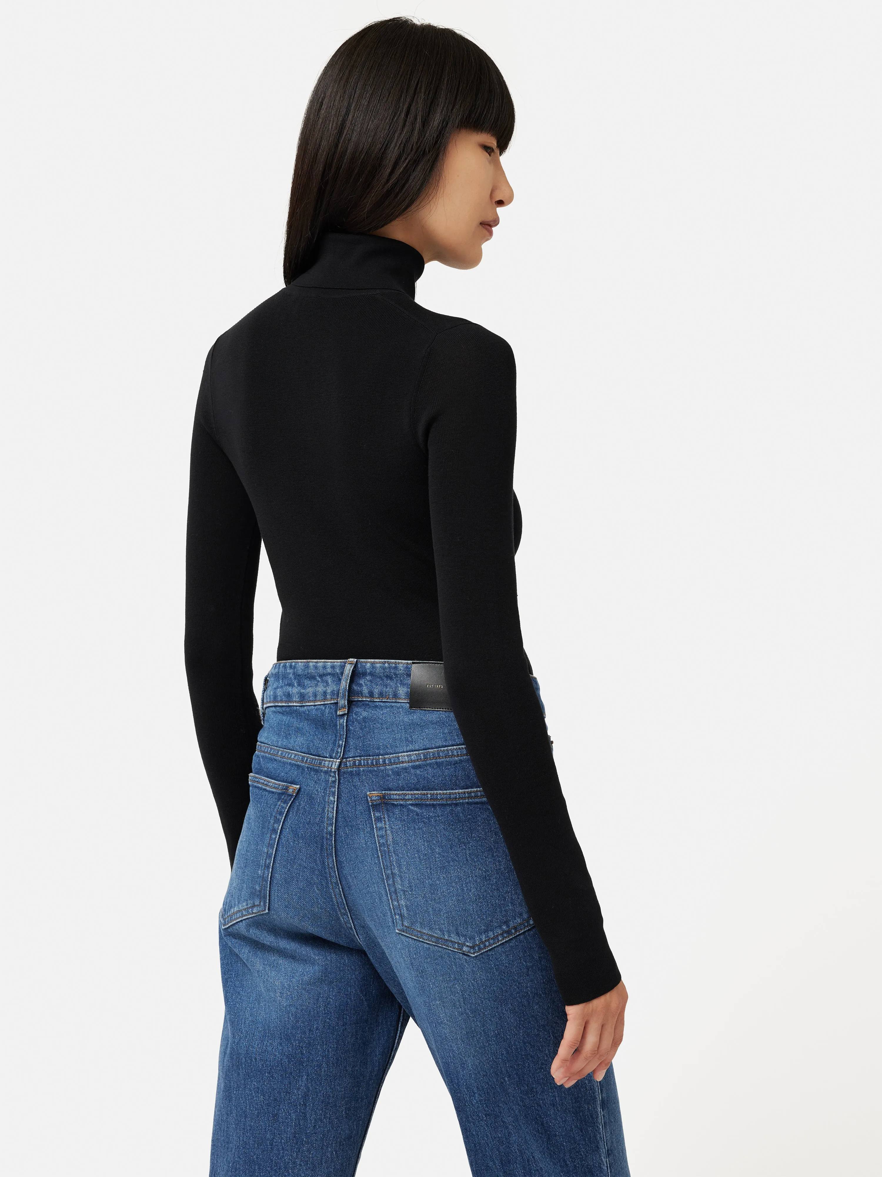 Silk Cotton Polo Jumper | Black