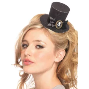 Skull Cameo Glitter Clip-On Petite Top Hat