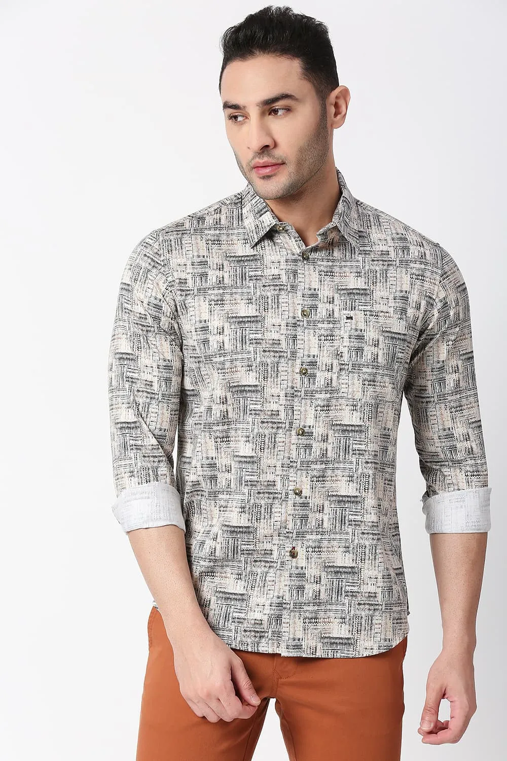 Slim Fit Cotton Satin Digital Printed Shirt