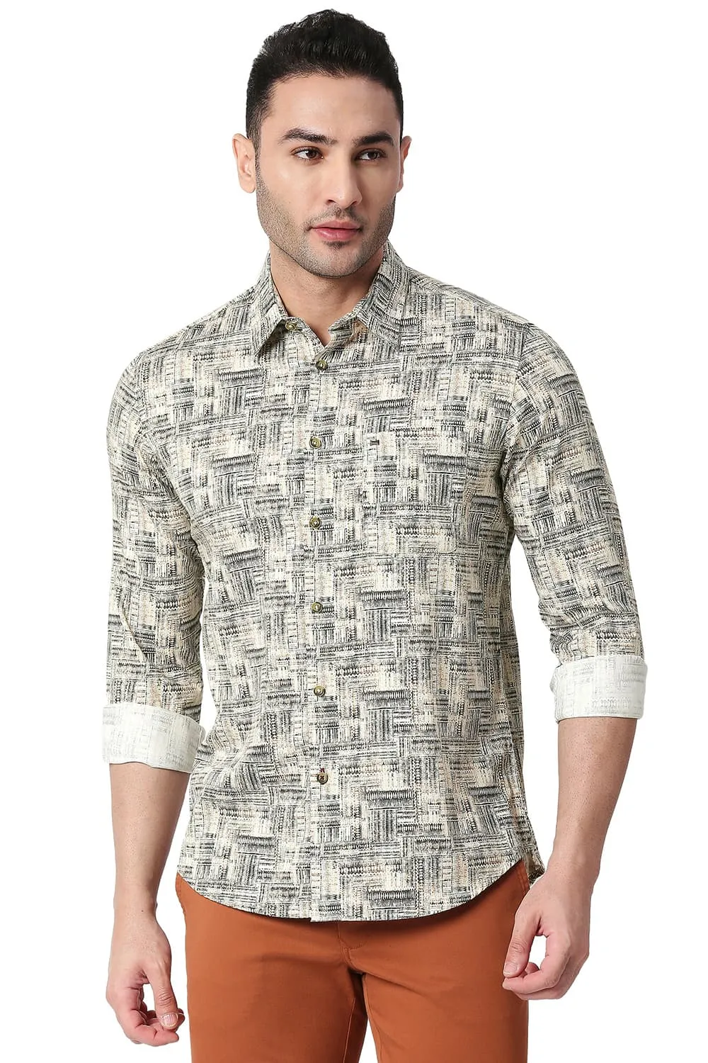 Slim Fit Cotton Satin Digital Printed Shirt