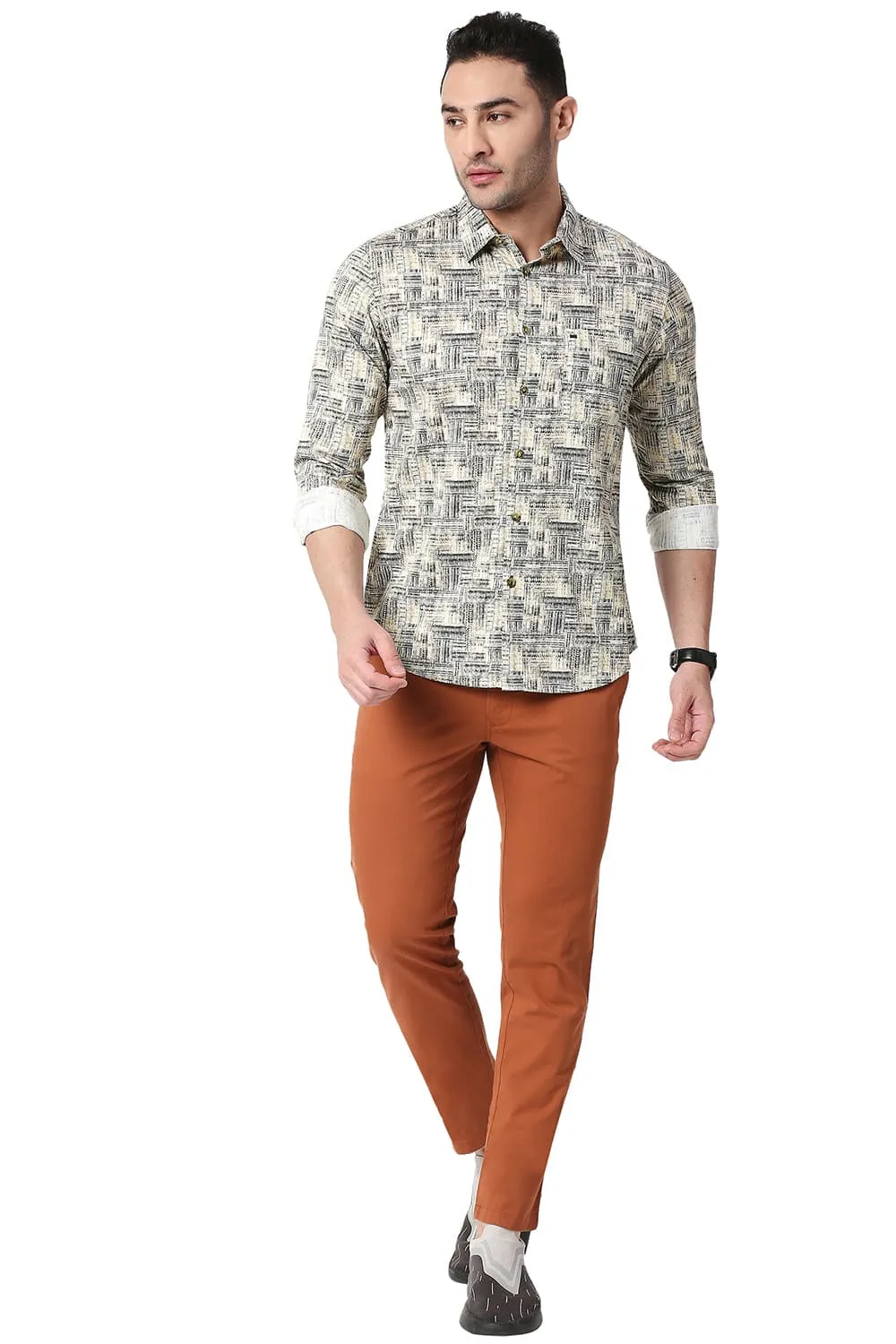 Slim Fit Cotton Satin Digital Printed Shirt