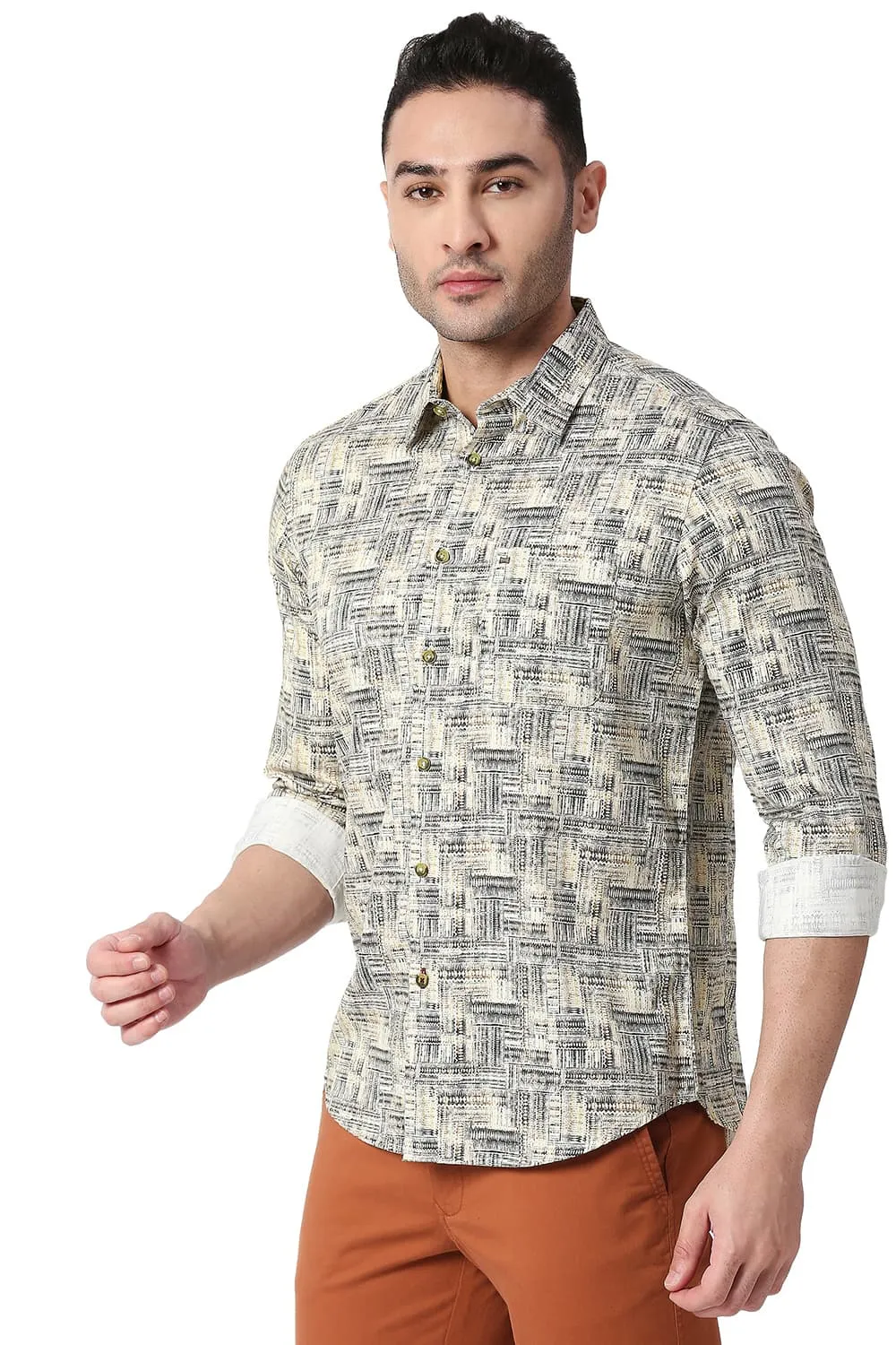 Slim Fit Cotton Satin Digital Printed Shirt