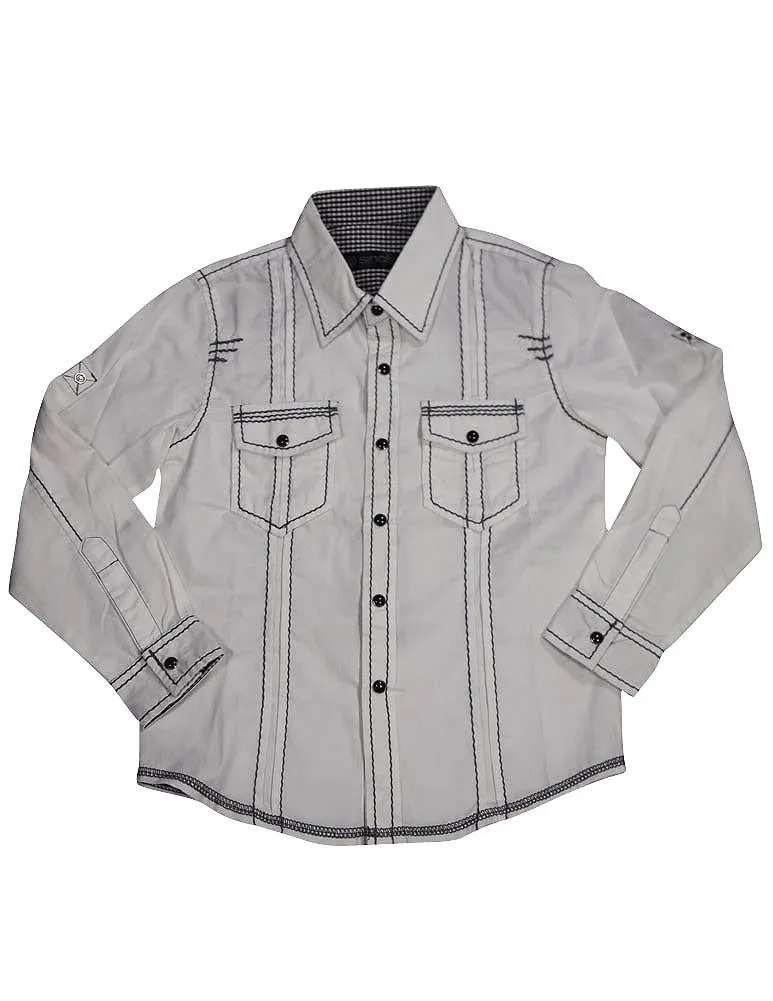 Smash Boys Sizes 4 - 14 Western Style Long Sleeve Button or Snap Down Shirt Top, 32947