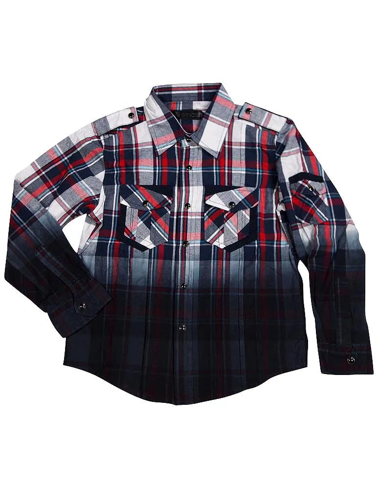 Smash Boys Sizes 4 - 14 Western Style Long Sleeve Button or Snap Down Shirt Top, 32947