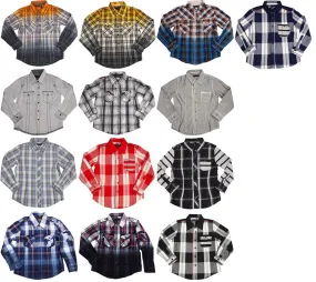 Smash Boys Sizes 4 - 14 Western Style Long Sleeve Button or Snap Down Shirt Top, 32947