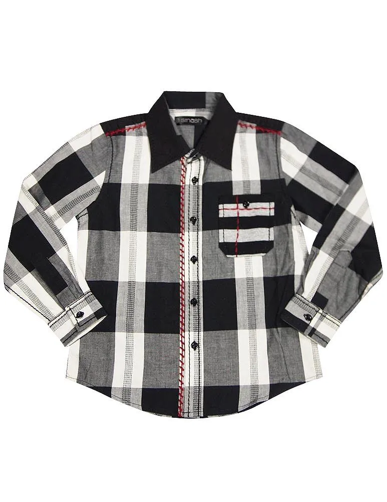 Smash Boys Sizes 4 - 14 Western Style Long Sleeve Button or Snap Down Shirt Top, 32947