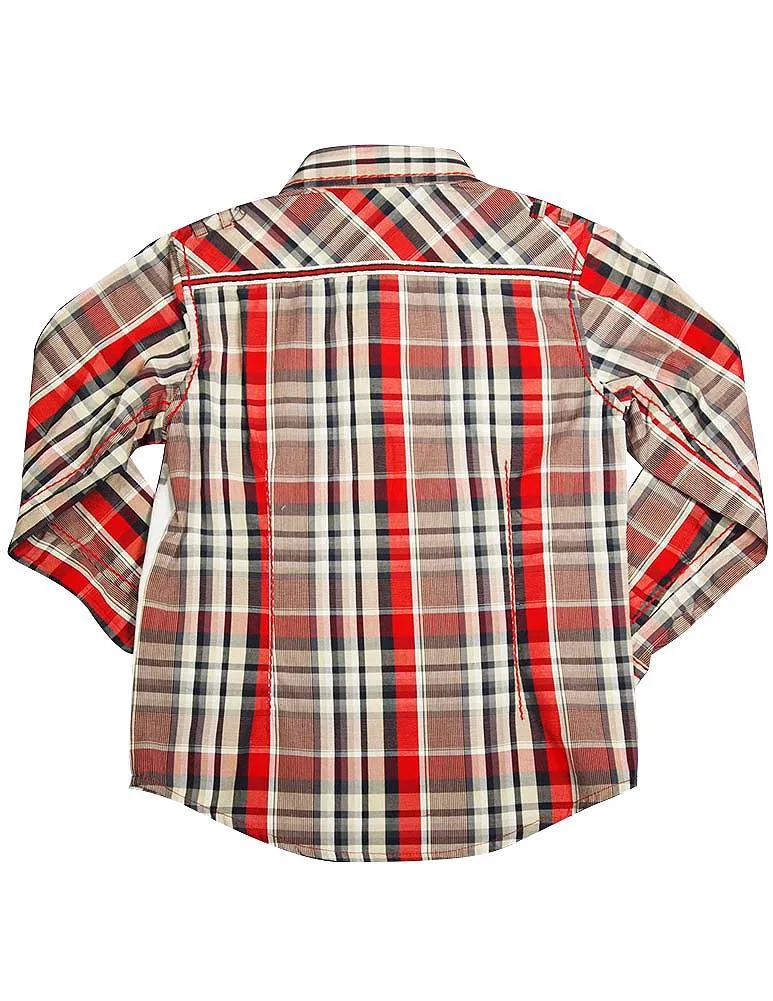 Smash Boys Sizes 4 - 14 Western Style Long Sleeve Button / Snap Down Shirt Top, 35893