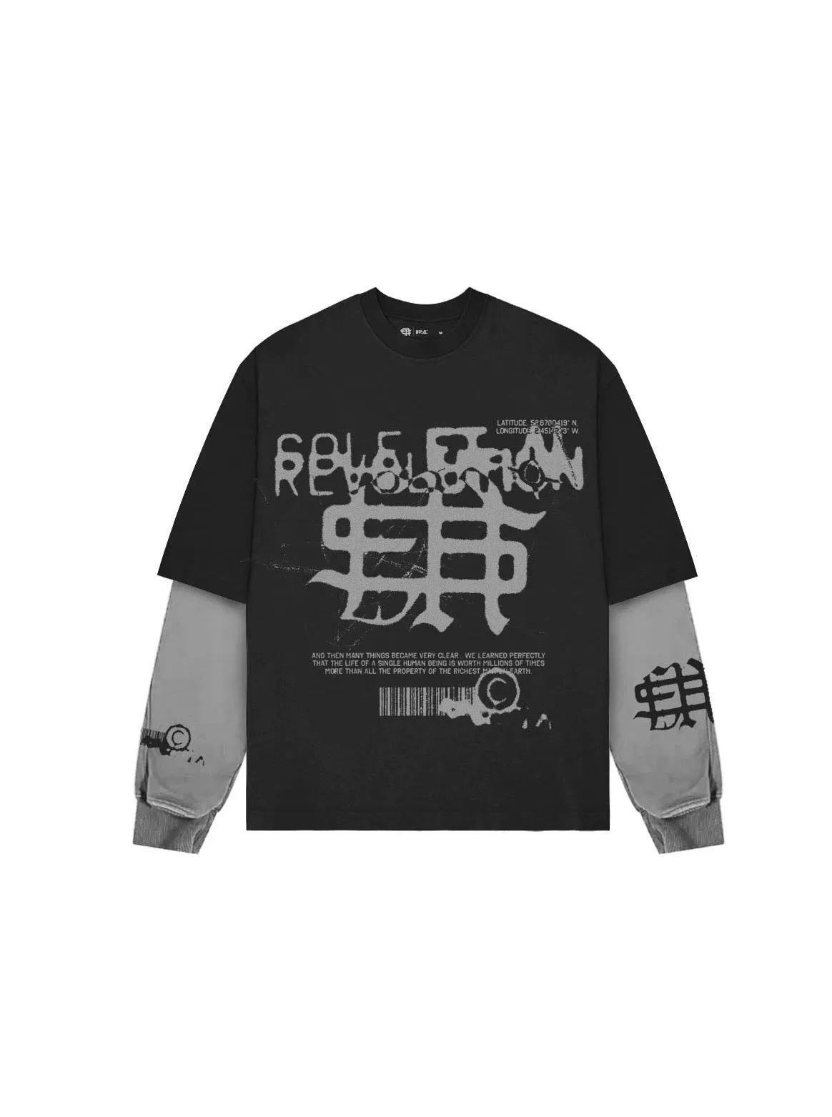 Sole et. Al Revølutiøn Double Layer Long Sleeve Tee : Black / Wash Grey