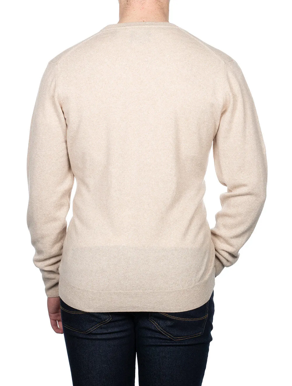 Super Fine Lambswool V-Neck Sweater Dark Sand Melange