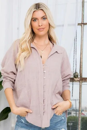 Sweet Lovely by Jen Full Size Button-Up Textured Shirt