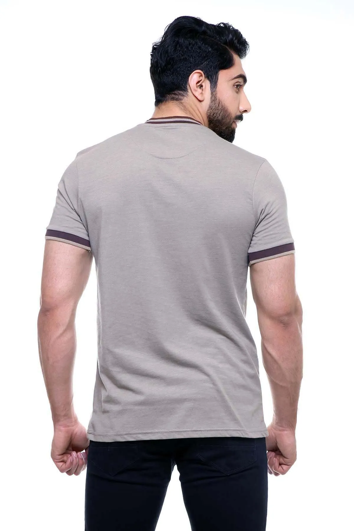 T Shirt Henley Light Brown