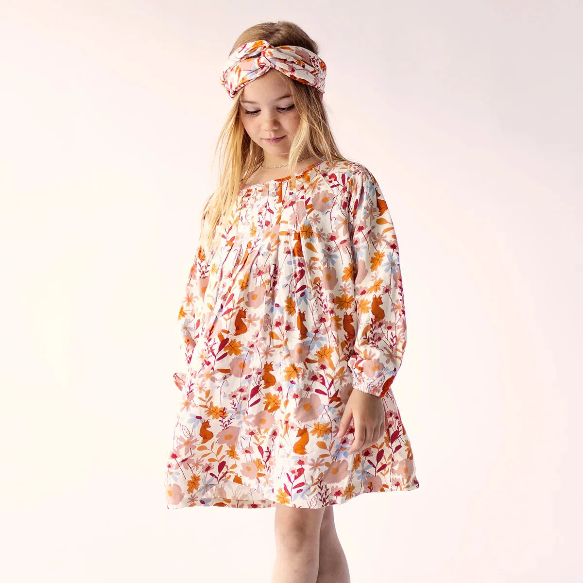 The Katy Long Sleeve Floral Dress - Cream - KIDS