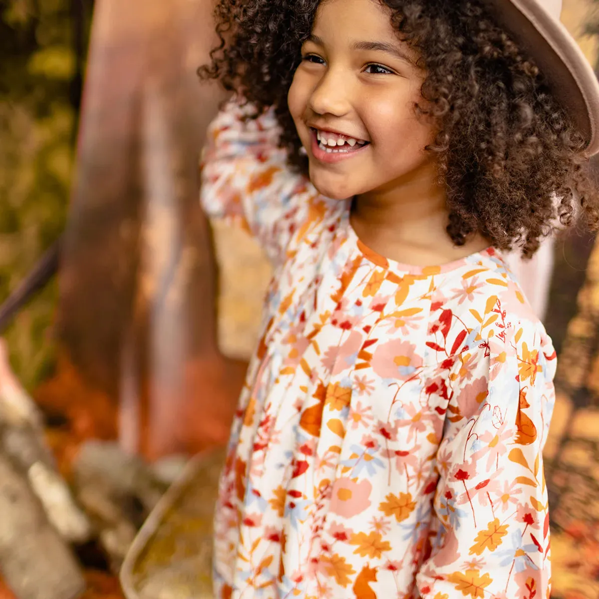 The Katy Long Sleeve Floral Dress - Cream - KIDS