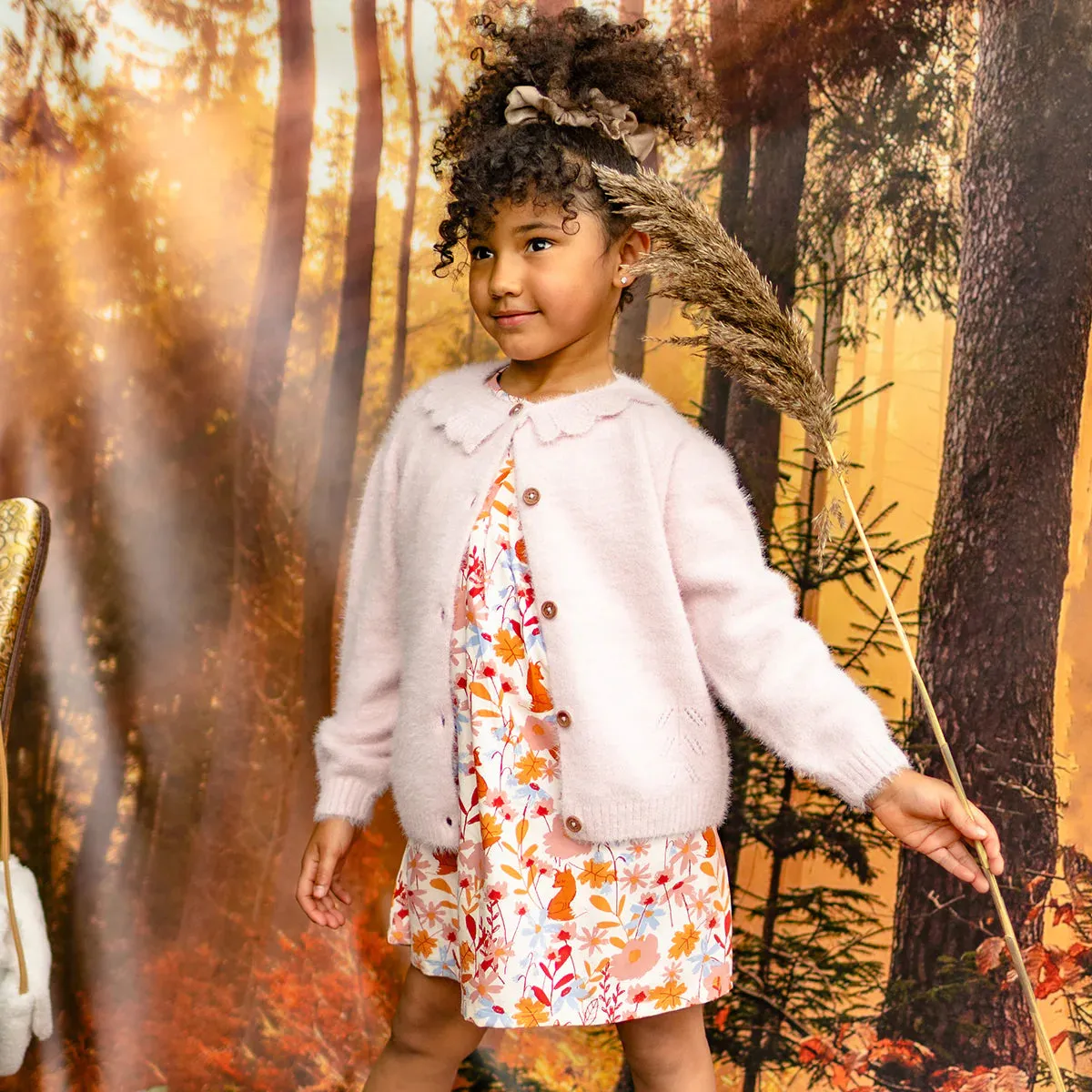 The Katy Long Sleeve Floral Dress - Cream - KIDS