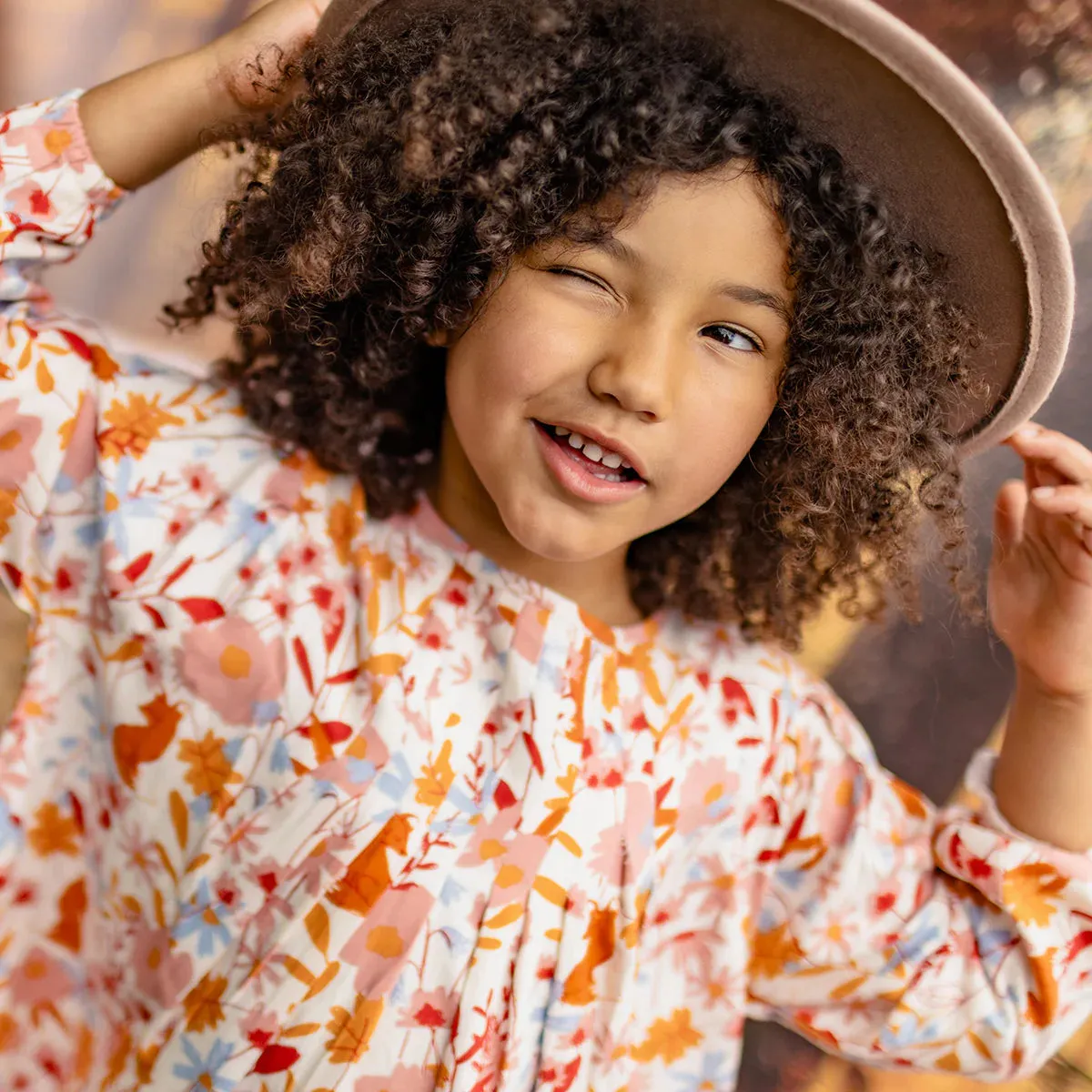 The Katy Long Sleeve Floral Dress - Cream - KIDS