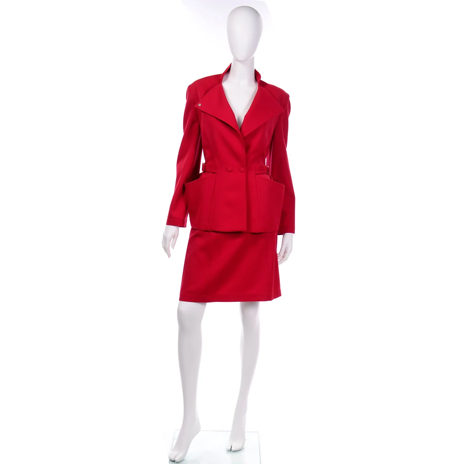 Thierry Mugler Paris Vintage Red Skirt and Jacket Suit