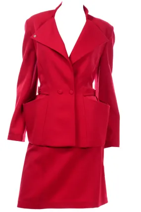 Thierry Mugler Paris Vintage Red Skirt and Jacket Suit