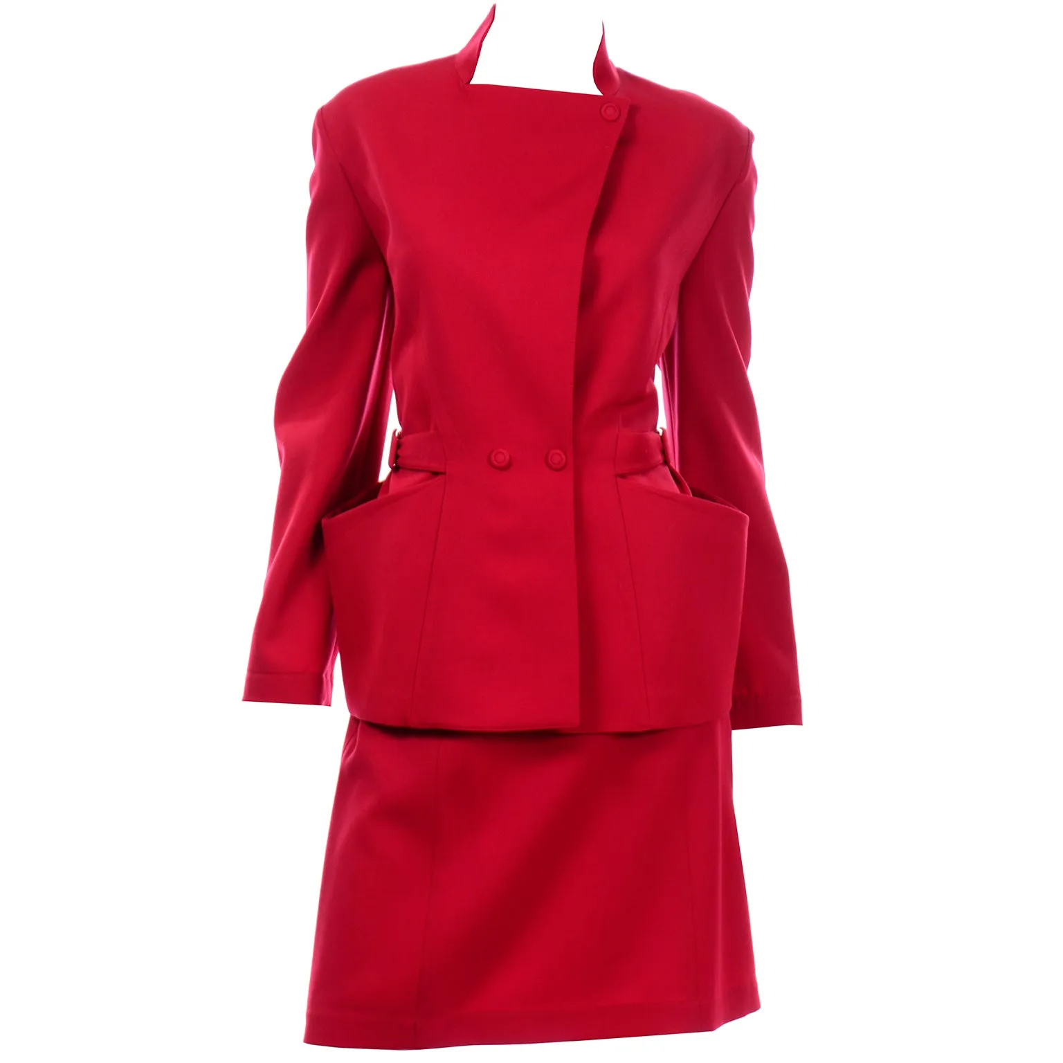 Thierry Mugler Paris Vintage Red Skirt and Jacket Suit